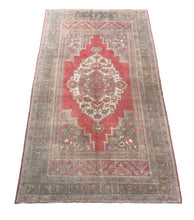 Load image into Gallery viewer, 6x11 Vintage Central Anatolian Oushak Style 'Taşpınar' Turkish Area Rug | Bold Medallion Warm Muted Colors Floral Embellishments Stylized Border | SKU 215