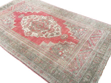 Load image into Gallery viewer, 6x11 Vintage Central Anatolian Oushak Style 'Taşpınar' Turkish Area Rug | Bold Medallion Warm Muted Colors Floral Embellishments Stylized Border | SKU 215