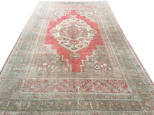 Load image into Gallery viewer, 6x11 Vintage Central Anatolian Oushak Style 'Taşpınar' Turkish Area Rug | Bold Medallion Warm Muted Colors Floral Embellishments Stylized Border | SKU 215