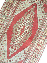 Load image into Gallery viewer, 4x9 Vintage Central Anatolian Oushak Style 'Taşpınar' Turkish Area Rug | Bold Medallion Muted Colors Spacious Field Stylized Border | SKU 234