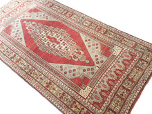 Load image into Gallery viewer, 4x9 Vintage Central Anatolian Oushak Style 'Taşpınar' Turkish Area Rug | Bold Medallion Muted Colors Spacious Field Stylized Border | SKU 234