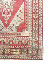 Load image into Gallery viewer, 4x9 Vintage Central Anatolian Oushak Style 'Taşpınar' Turkish Area Rug | Bold Medallion Muted Colors Spacious Field Stylized Border | SKU 234