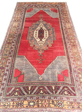 Load image into Gallery viewer, 5x11 Vintage Central Anatolian Oushak Style 'Taşpınar' Turkish Area Rug | Bold Medallion Warm Colors Spacious Field Floral Borders | SKU 238