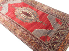 Load image into Gallery viewer, 5x11 Vintage Central Anatolian Oushak Style 'Taşpınar' Turkish Area Rug | Bold Medallion Warm Colors Spacious Field Floral Borders | SKU 238