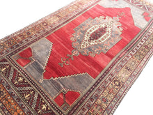 Load image into Gallery viewer, 5x11 Vintage Central Anatolian Oushak Style 'Taşpınar' Turkish Area Rug | Bold Medallion Warm Colors Spacious Field Floral Borders | SKU 238