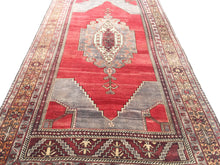 Load image into Gallery viewer, 5x11 Vintage Central Anatolian Oushak Style 'Taşpınar' Turkish Area Rug | Bold Medallion Warm Colors Spacious Field Floral Borders | SKU 238