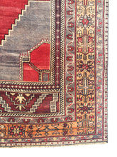 Load image into Gallery viewer, 5x11 Vintage Central Anatolian Oushak Style 'Taşpınar' Turkish Area Rug | Bold Medallion Warm Colors Spacious Field Floral Borders | SKU 238