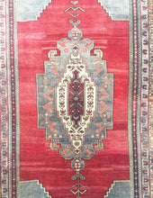 Load image into Gallery viewer, 5x11 Vintage Central Anatolian Oushak Style 'Taşpınar' Turkish Area Rug | Bold Medallion Warm Colors Spacious Field Floral Borders | SKU 238