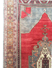 Load image into Gallery viewer, 5x11 Vintage Central Anatolian Oushak Style 'Taşpınar' Turkish Area Rug | Bold Medallion Warm Colors Spacious Field Floral Borders | SKU 238