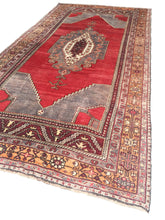 Load image into Gallery viewer, 5x11 Vintage Central Anatolian Oushak Style 'Taşpınar' Turkish Area Rug | Bold Medallion Warm Colors Spacious Field Floral Borders | SKU 238