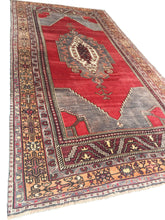 Load image into Gallery viewer, 5x11 Vintage Central Anatolian Oushak Style 'Taşpınar' Turkish Area Rug | Bold Medallion Warm Colors Spacious Field Floral Borders | SKU 238