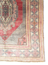 Load image into Gallery viewer, 5x11 Vintage Central Anatolian Oushak Style &#39;Taşpınar&#39; Turkish Area Rug | Double Medallion Design Warm Muted Colors Geometric Border | SKU 242
