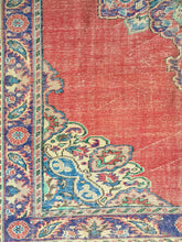 Load image into Gallery viewer, 7x11 Vintage Western Anatolian Oushak Style 'Isparta' Turkish Area Rug | Bold Medallion Spacious Field Warm Colors Floral Corner and Border Design | SKU 255