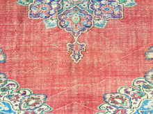 Load image into Gallery viewer, 7x11 Vintage Western Anatolian Oushak Style 'Isparta' Turkish Area Rug | Bold Medallion Spacious Field Warm Colors Floral Corner and Border Design | SKU 255