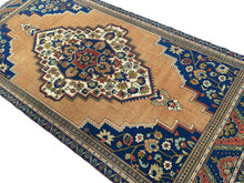 Load image into Gallery viewer, 5x10 Vintage Central Anatolian Oushak Style 'Taşpınar' Turkish Area Rug | Diamond Medallion Spacious Field Symmetrical Floral Corner Design Geometric Border | SKU 260