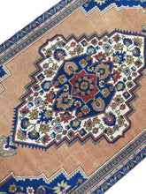 Load image into Gallery viewer, 5x10 Vintage Central Anatolian Oushak Style 'Taşpınar' Turkish Area Rug | Diamond Medallion Spacious Field Symmetrical Floral Corner Design Geometric Border | SKU 260