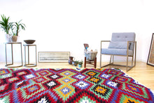 Load image into Gallery viewer, 5x10 Vintage Anatolian Turkish Kilim Area Rug | Repeating Symmetrical Motifs Bold Colors | SKU 295