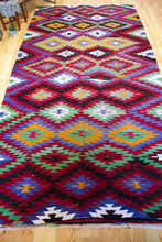 Load image into Gallery viewer, 5x10 Vintage Anatolian Turkish Kilim Area Rug | Repeating Symmetrical Motifs Bold Colors | SKU 295