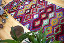 Load image into Gallery viewer, 5x10 Vintage Anatolian Turkish Kilim Area Rug | Repeating Symmetrical Motifs Bold Colors | SKU 295