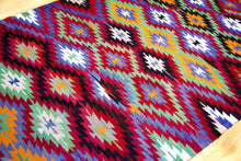 Load image into Gallery viewer, 5x10 Vintage Anatolian Turkish Kilim Area Rug | Repeating Symmetrical Motifs Bold Colors | SKU 295