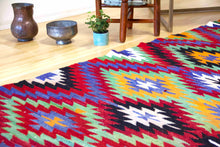 Load image into Gallery viewer, 5x10 Vintage Anatolian Turkish Kilim Area Rug | Repeating Symmetrical Motifs Bold Colors | SKU 295