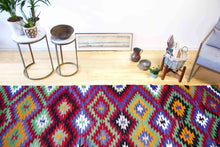 Load image into Gallery viewer, 5x10 Vintage Anatolian Turkish Kilim Area Rug | Repeating Symmetrical Motifs Bold Colors | SKU 295