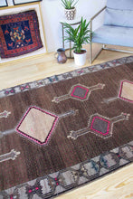 Load image into Gallery viewer, 5x13 Vintage South Eastern Anatolian 'Kars' Turkish Area Rug | Geometric Bold Medallions on an Earthy Field | SKU 327