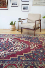 Load image into Gallery viewer, 6x10 Vintage Central Anatolian 'Yesilhisar' Turkish Area Rug with large medallion on a bold field and flowers | SKU 328