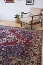 Load image into Gallery viewer, 6x10 Vintage Central Anatolian 'Yesilhisar' Turkish Area Rug with large medallion on a bold field and flowers | SKU 328