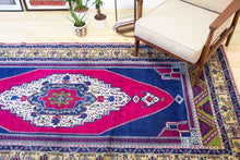 Load image into Gallery viewer, 5x10 Vintage Central Anatolian 'Taspinar' Turkish Area Rug | Colorful traditional medallion design spacious corners | SKU 329