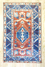 Load image into Gallery viewer, 4x7 Vintage Central Anatolian 'Yoruk' Turkish Area Rug | Medallion design on warm field, geometric border | SKU 330