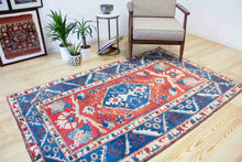 Load image into Gallery viewer, 4x7 Vintage Central Anatolian 'Yoruk' Turkish Area Rug | Medallion design on warm field, geometric border | SKU 330