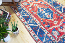 Load image into Gallery viewer, 4x7 Vintage Central Anatolian 'Yoruk' Turkish Area Rug | Medallion design on warm field, geometric border | SKU 330