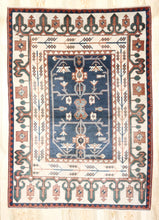 Load image into Gallery viewer, 5x7 Vintage Central Anatolian 'Sultanhan' Turkish Rug with floral and vine designs on geometric field | SKU 337
