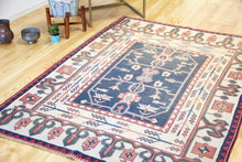 Load image into Gallery viewer, 5x7 Vintage Central Anatolian 'Sultanhan' Turkish Rug with floral and vine designs on geometric field | SKU 337
