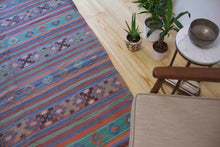 Load image into Gallery viewer, 6x10 Vintage Anatolian Wool Turkish Kilim Area Rug | Stripe design muted colors tribal motifs | SKU 361
