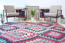 Load image into Gallery viewer, 5x8 Vintage Anatolian Turkish Kilim Area Rug | Repeating Staggered Tribal Symbols Allover | SKU 369