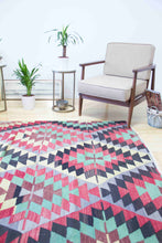 Load image into Gallery viewer, 5x8 Vintage Anatolian Turkish Kilim Area Rug | Repeating Staggered Tribal Symbols Allover | SKU 369
