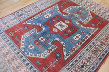 Load image into Gallery viewer, 6x8 Vintage Central Anatolian 'Yoruk' Turkish Area Rug with a rust field and 'shield Kazak' design geometric border | SKU 378