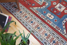 Load image into Gallery viewer, 6x8 Vintage Central Anatolian 'Yoruk' Turkish Area Rug with a rust field and 'shield Kazak' design geometric border | SKU 378