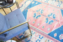 Load image into Gallery viewer, 6x7 Vintage Central Anatolian Oushak Style 'Yoruk' Turkish Area Rug | Double diamond medallion on elegant field geo border | SKU 379