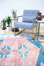 Load image into Gallery viewer, 6x7 Vintage Central Anatolian Oushak Style 'Yoruk' Turkish Area Rug | Double diamond medallion on elegant field geo border | SKU 379