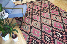 Load image into Gallery viewer, 7x12 Vintage Anatolian Turkish Kilim Area Rug | Repeating Staggered Tribal Symbols Allover | SKU 383