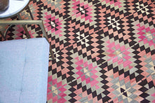 Load image into Gallery viewer, 7x12 Vintage Anatolian Turkish Kilim Area Rug | Repeating Staggered Tribal Symbols Allover | SKU 383