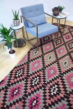 Load image into Gallery viewer, 7x12 Vintage Anatolian Turkish Kilim Area Rug | Repeating Staggered Tribal Symbols Allover | SKU 383