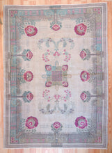 Load image into Gallery viewer, 7x10 Vintage Western Anatolian Oushak Style 'Demirci' Turkish Area Rug | Square floral medallion khaki field floral border | SKU 392