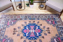 Load image into Gallery viewer, 5x7 Vintage Central Anatolian 'Konya' Turkish Area Rug | Navy medallion with pink accents spacious field | SKU 393