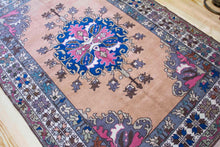 Load image into Gallery viewer, 5x7 Vintage Central Anatolian 'Konya' Turkish Area Rug | Navy medallion with pink accents spacious field | SKU 393