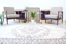 Load image into Gallery viewer, 6x9 Vintage Western Anatolian Oushak Style 'Demirci' Turkish Area Rug | Bold medallion on spacious spacious field floral border | SKU 397