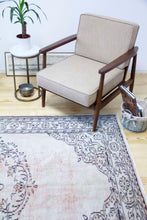 Load image into Gallery viewer, 6x9 Vintage Western Anatolian Oushak Style 'Demirci' Turkish Area Rug | Bold medallion on spacious spacious field floral border | SKU 397